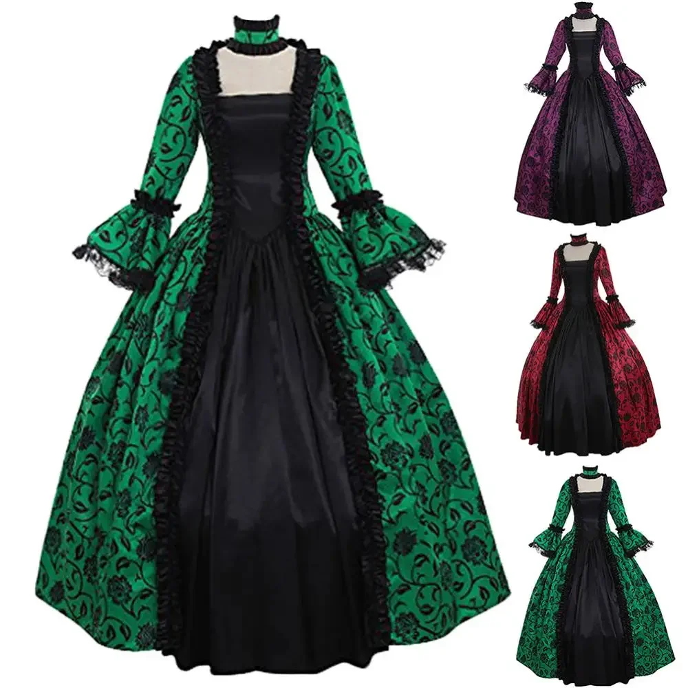 

Cosplay Women Retro Dresses Women's Large Swing Tight Waist Medieval Maxi Dress Halloween Costume