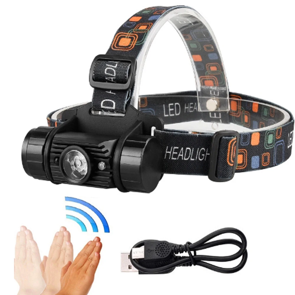 High Power Mini LED Induction Headlamp USB Rechargeable Waterproof for Night Running Camping Fishing Light