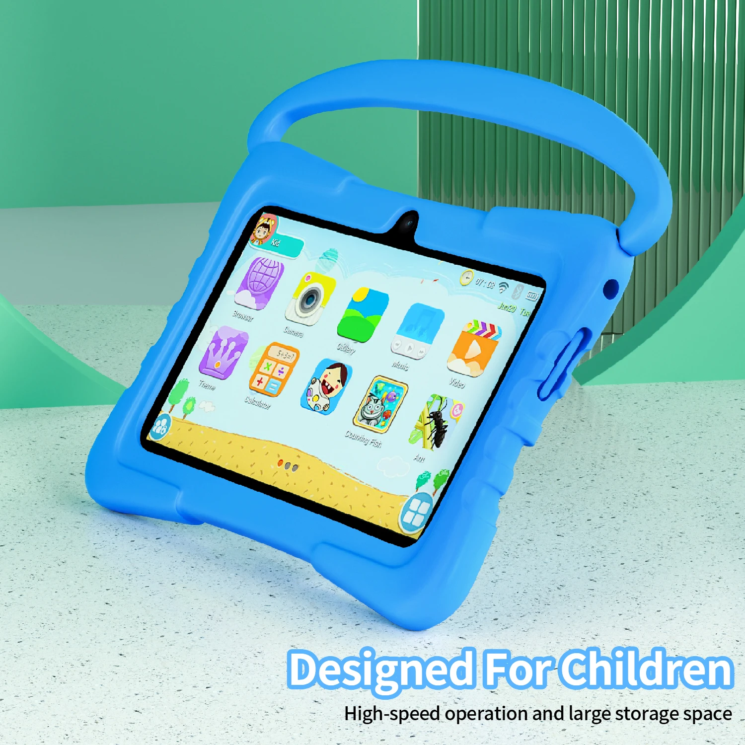 New 7 Inch Kids Android Tablets Quad Core 4GB+64GB ROM Cartoon Portable with Kids-Proof Protective Case Best Gift for Childre