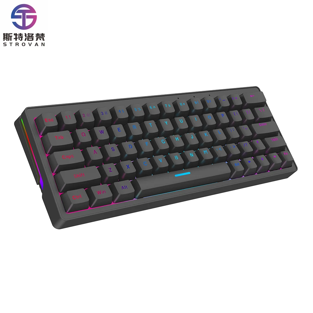

motion 60% 63 Mini Wired Mechanical Keyboard Hot Swappable USB Interface Multi-Color Keycaps Silent Sponge Plastic New