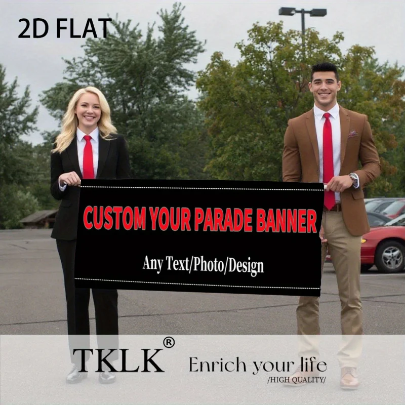 

1pc Custom Outdoor Parade Banner - Polyester Fabric Decoration for Parades, Business, Home, Garden Customizable Banner Sign
