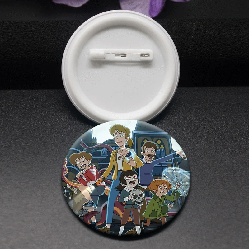 Abaddon Haunted Hotel Anime Badge Katherine,Nathan Cartoon Lapel Pin Round Brooches for Backpack Clothes Accessorie Jewelry Gift