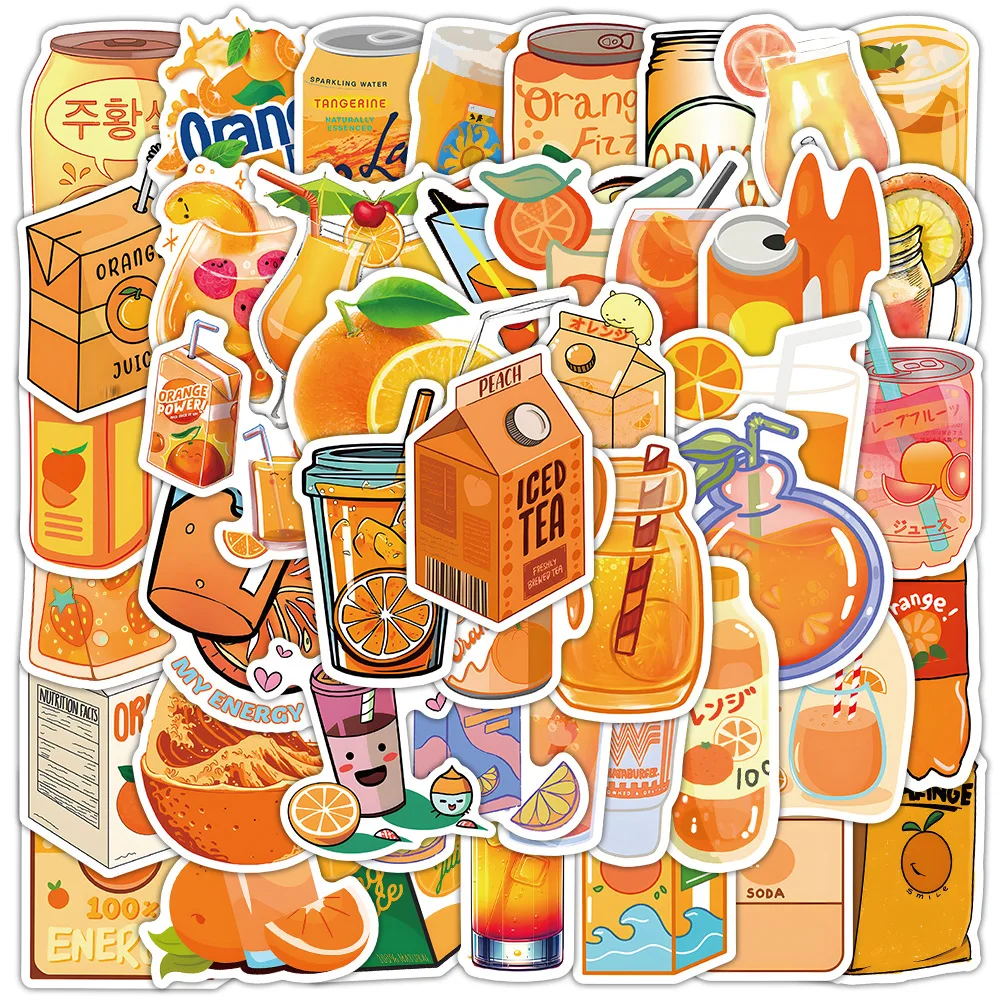 10/30/53Pcs Cartoon Oranje-Dronk Sticker Ins Stijl Graffiti Decoratie Laptop Gitaar Bagage Waterbeker Helm Waterdicht Sticker