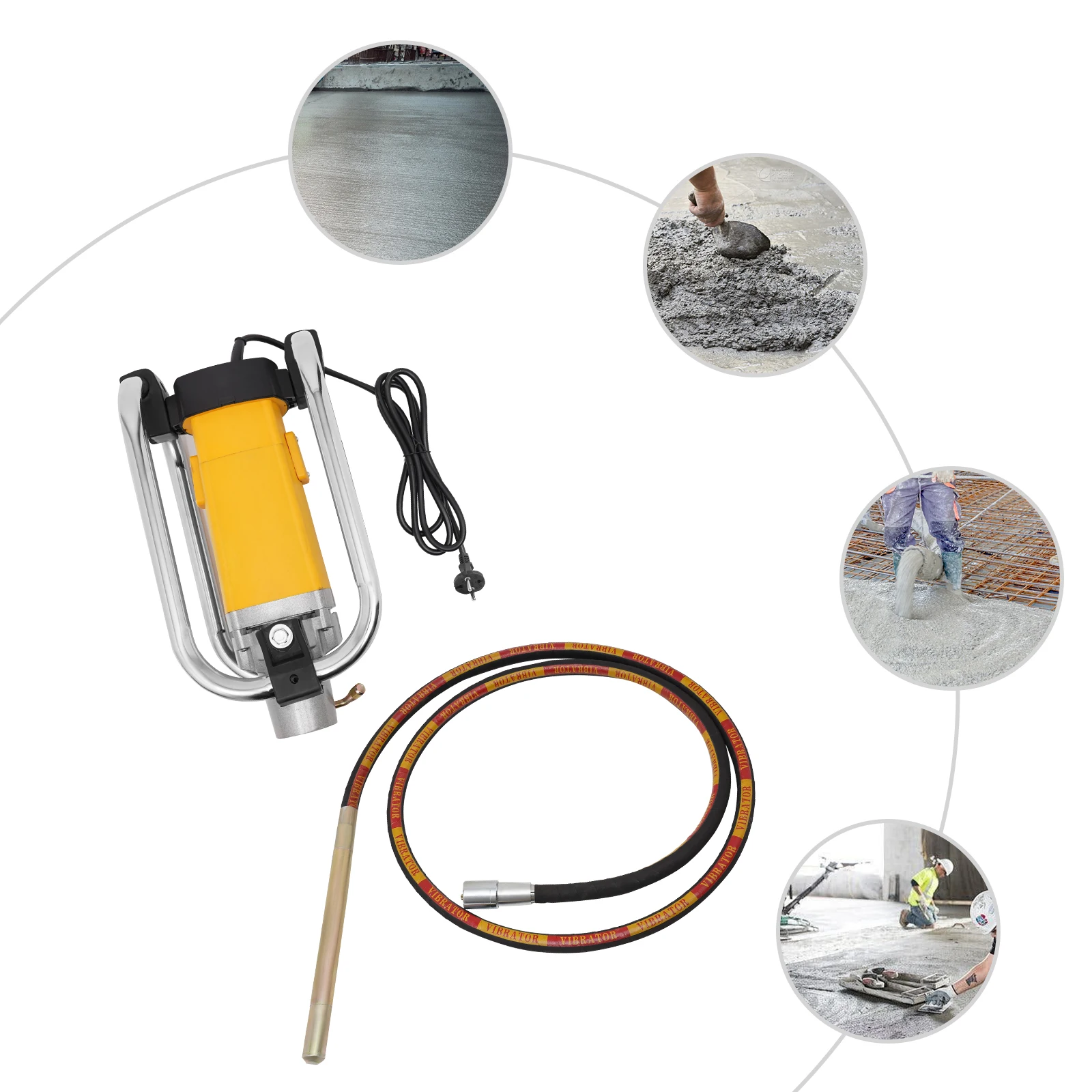 Vibromasseur électrique pour béton 2000W, Machine vibrante industrielle professionnelle pour béton, outil de Vibration 220V, arbre vibrant de 4m