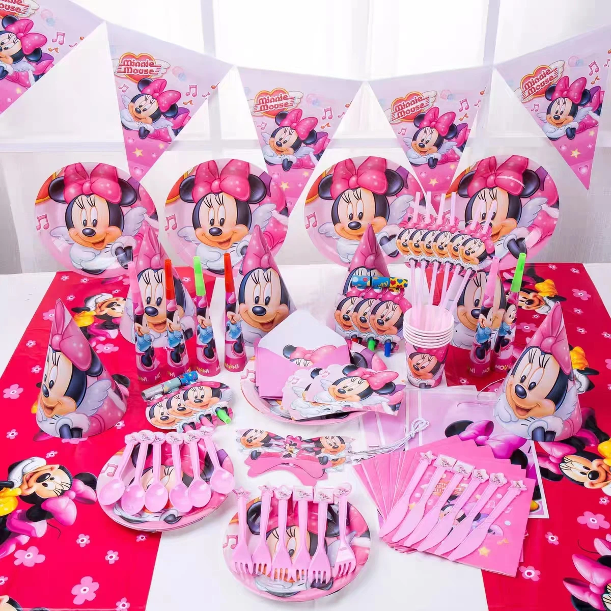 Minnie Mouse Birthday Decoration Tableware Tablecloth Backdrop Happy Birthday Minnie Balloons Party Favors Party Favors Kids