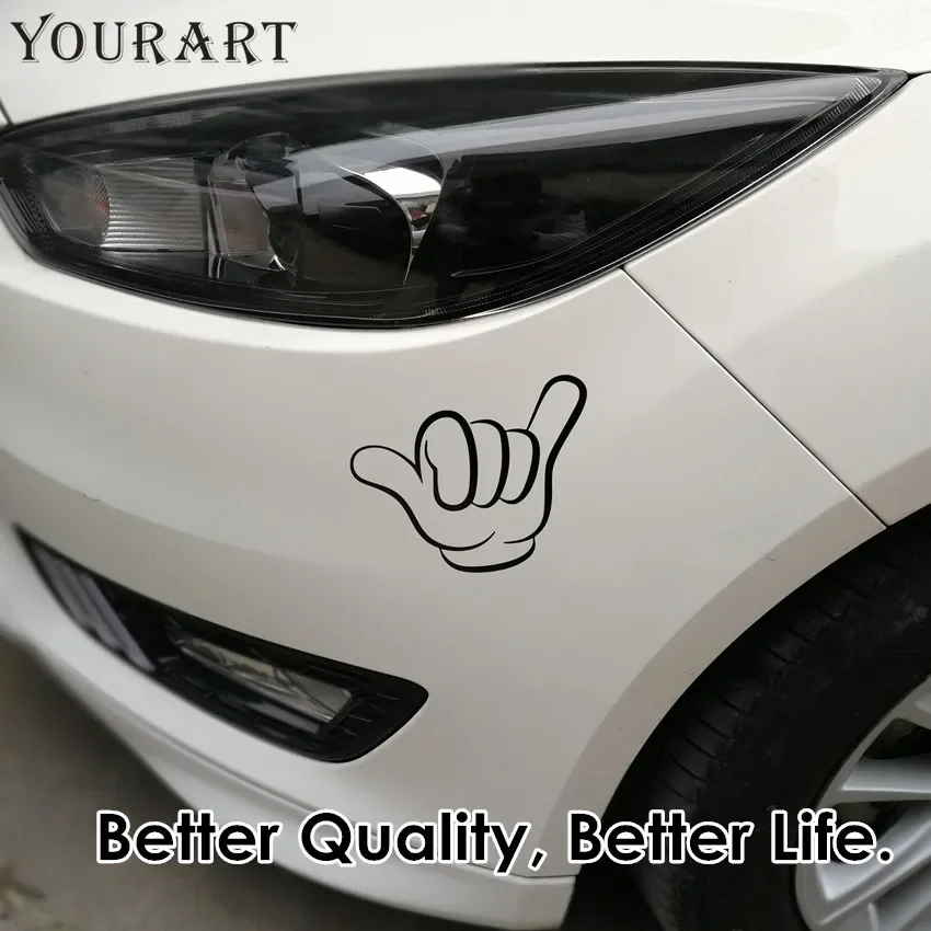 YOURART Waterproof Vinyl Car Sticker Surf Stickers Car Funny Hands Shaka Hang Loose Decal For Seat Leon Volkswagen Saab Vinilo