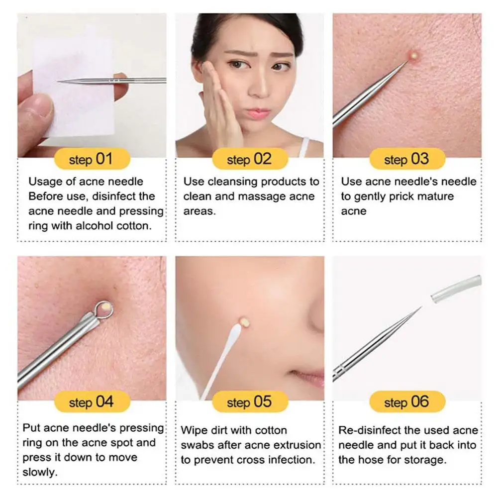 5PCS Acne Blackhead Comedone Black Spot Pimple Blemish Remover Skin Care Women Beauty Acne Treatment Pore Cleanser Needle Hook