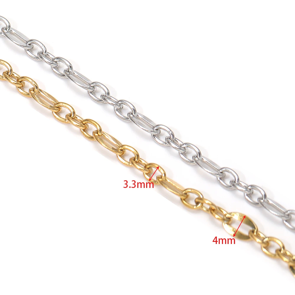 1 Meter 18K Gold Plated Stainless Steel 3:1 O Link Rolo Cable Chains for Necklaces Bracelets Making DIY Crafts Jewelry Supplies view 2