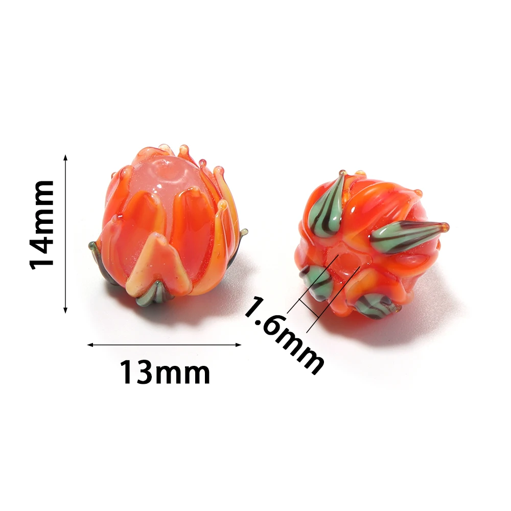 2/4 Stück bunte Lampwork-Tulpenblumenperlen, Charm-Glasperlen, lose Abstandsperlen für die Schmuckherstellung, DIY-Armband, Ohrring-Zubehör – Detail 1