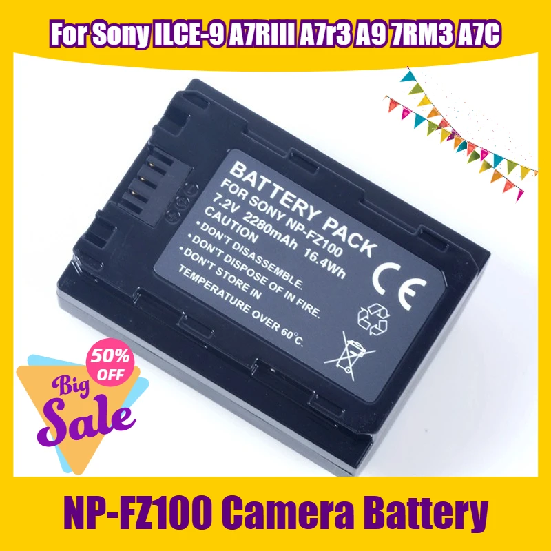 NP-FZ100 Camera Battery 7.2V 2280mAh for Sony ILCE-9 A7RIII A7r3 A9 7RM3 A7C