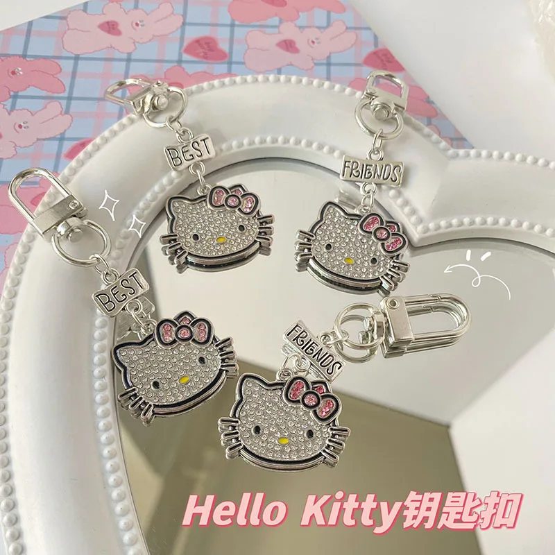 Sanrio Hello Kitty Flash Diamond Keychain Cute Cartoon Anime Backpack Pendant Decoration Accessories Best Friend Holiday Gifts