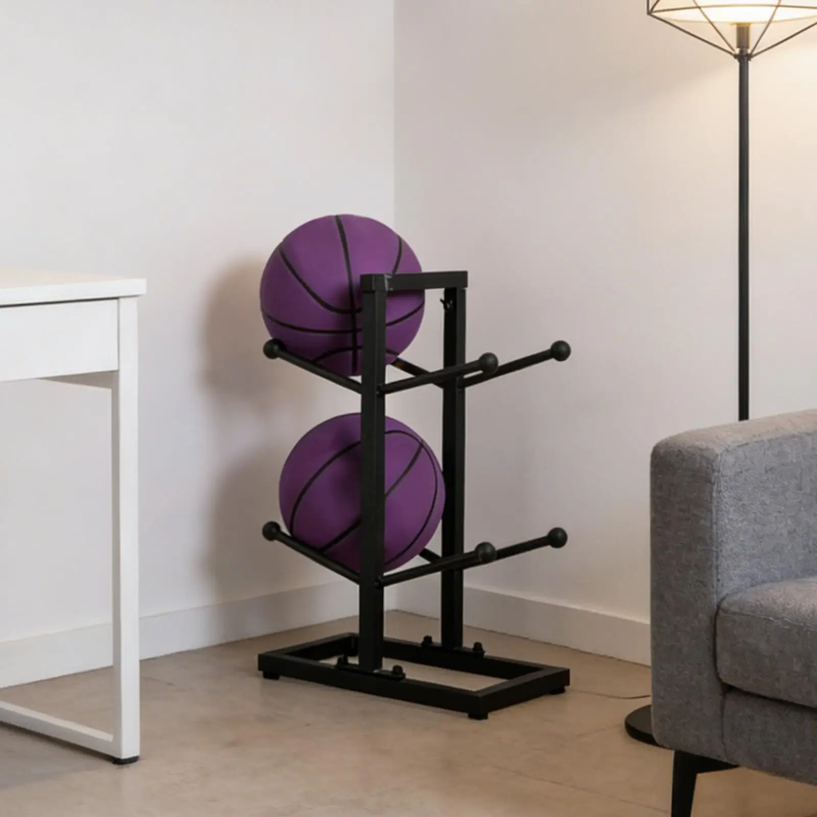 

Ball Display Rack Display Stand Ball Shelf Organizer for Indoor Garage Home Gym Rugby