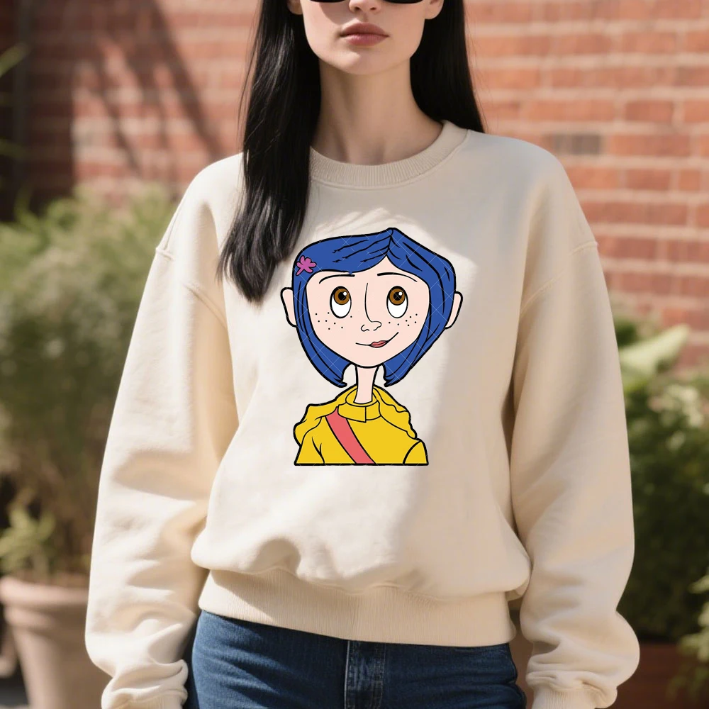 Coraline Hoodie Anime Movie Creepy Cute Pullover Unisex Street Fashion Loose Long Sleeve Autumn and Winter Warm Round Neck