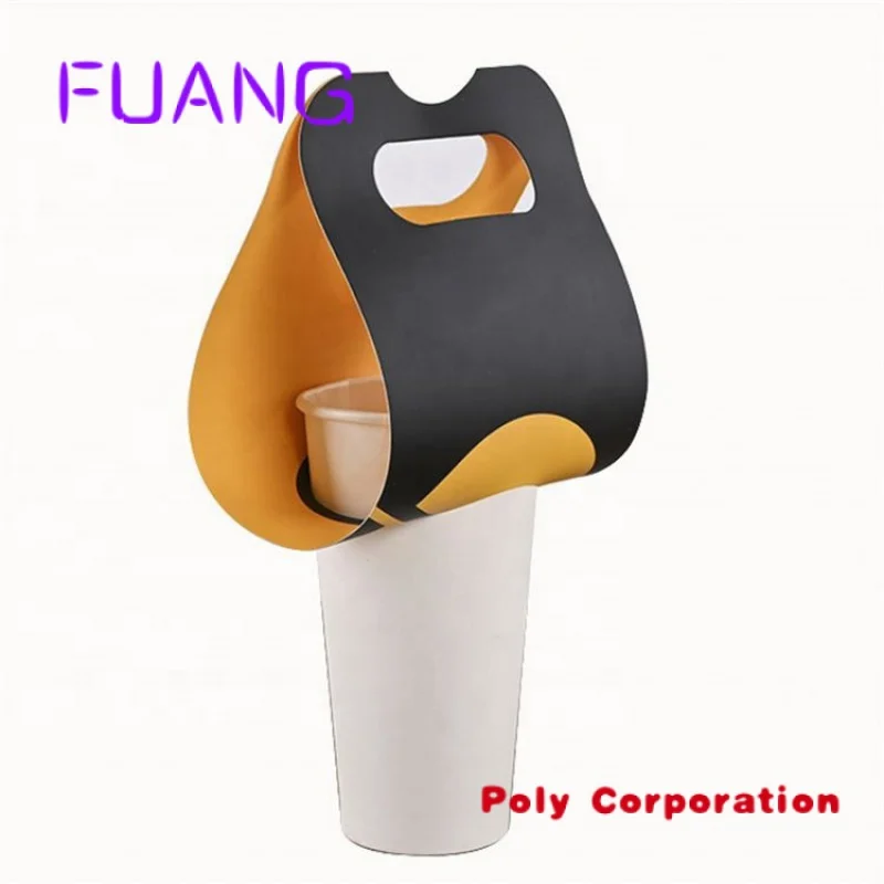 

Custom Easy to Carry Coffee Cup Corrugated Kraft Paper Holder Portable for Single Cup Pack Takeaway Beverage Drink Paper Carri