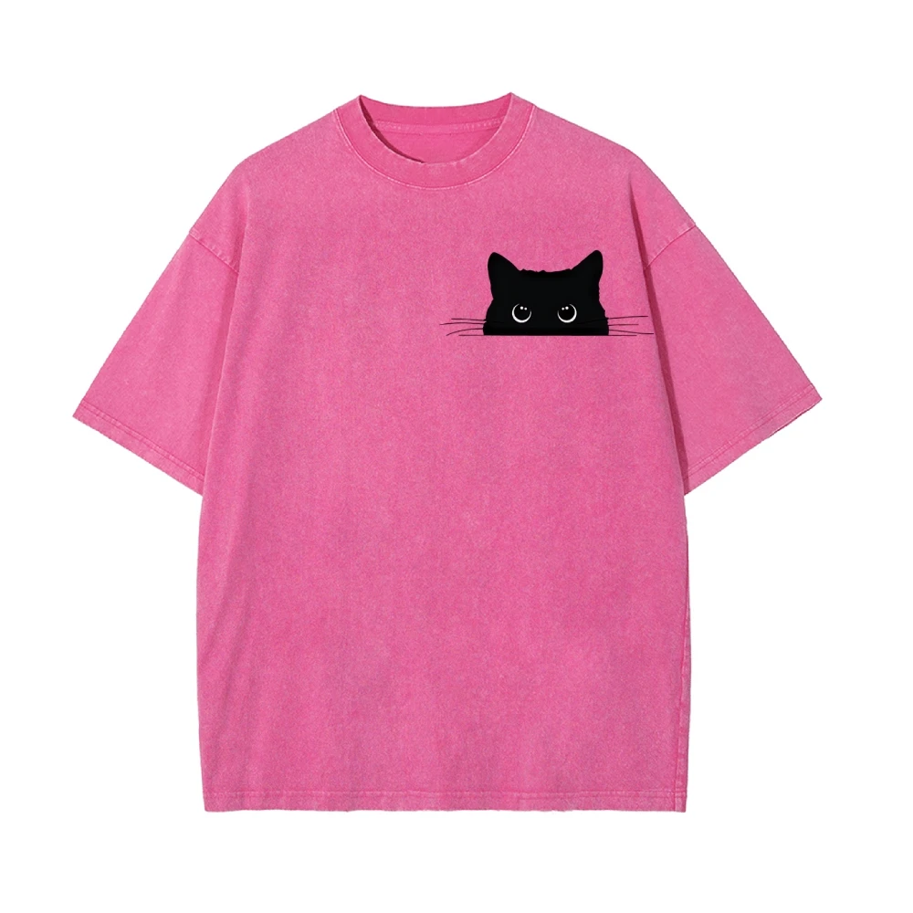 

Cute Black Cat Kitty Halloween Vintage Oversized Casual Women's Trendy Stylish Y2k 90s T-Shirt Short Sleeve Tee Pet Owner Gift