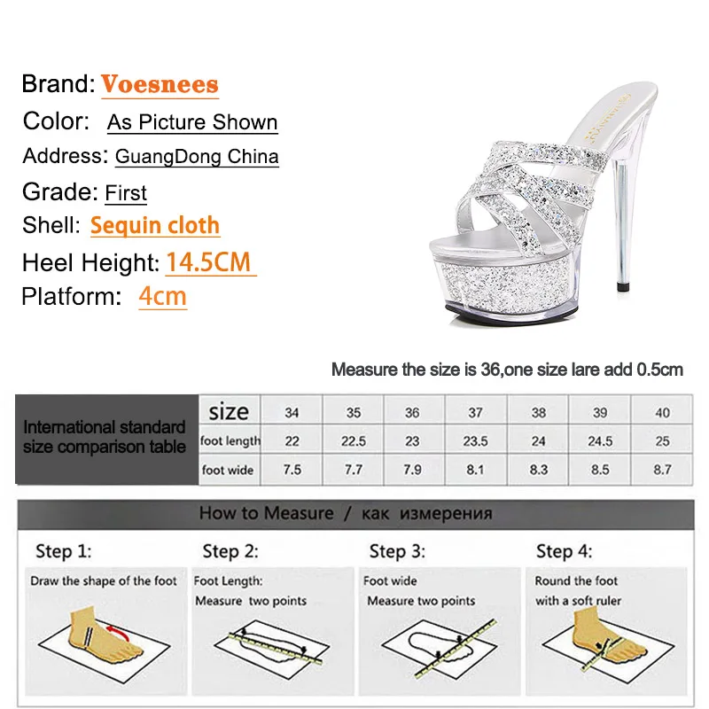 Women Thin Band Sandals Glamorous Sequin High Heels 14.5CM Summer Outdoor Fashion Slide Slippers 2023 New Nightclub Party Shoes