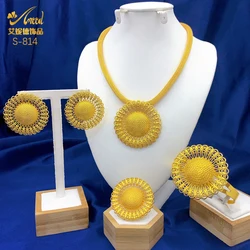ANIID New Dubai African Necklace Earrings Jewelry Set For Women 24K Gold Plated Indian Nigeria Bridal Wedding Party Jewellery