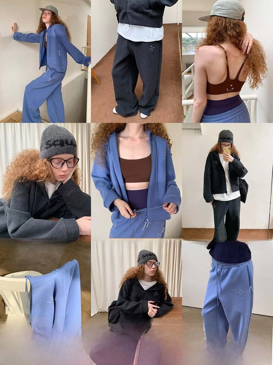 

Женский зимний теплый мягкий комплект: кардиган с капюшоном, спортивные брюки, повседневный спортивный костюм-двойка с длинными рукавами на молнии