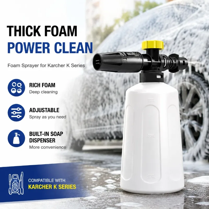 Upgraded‑new Foam Lance Compatible with K‑series Pressure Washer Adjustable Low‑high Pressure Foam Spray Bottle for Auto‑washing