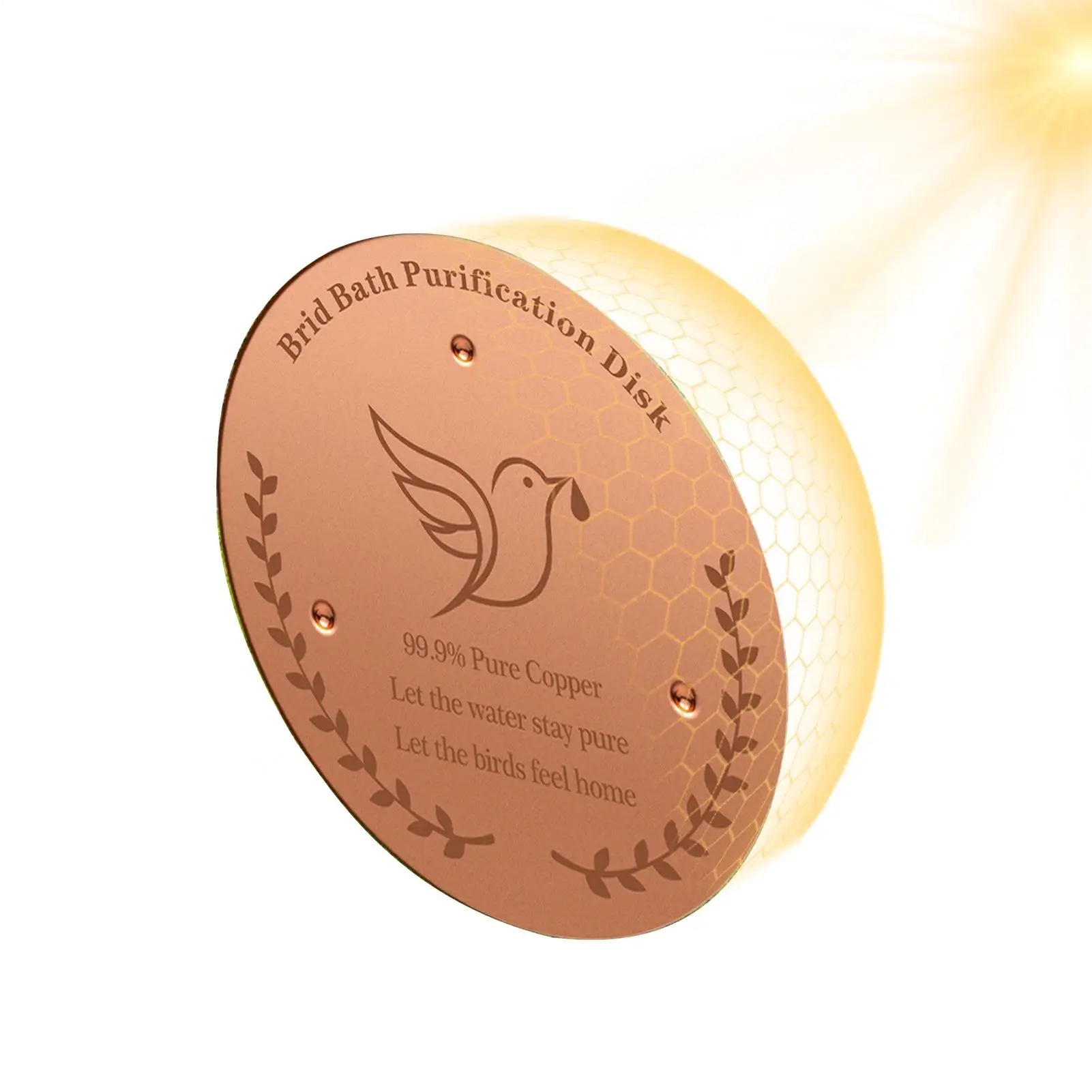 Bird Bath Copper Disk Safe Water Cleaner 3-Point Support Purification Bird Bath Cleaning Disk For Garden Yard Patio Balcony Lawn