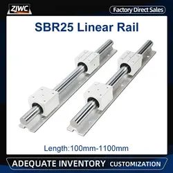 Linear Rail Set SBR25 1200 1500 1300 1400 1600 1800mm 2100mm 2PCS Linear Guide+4PCS Block Bearing SBR25UU SBR25LUU For CNC Parts