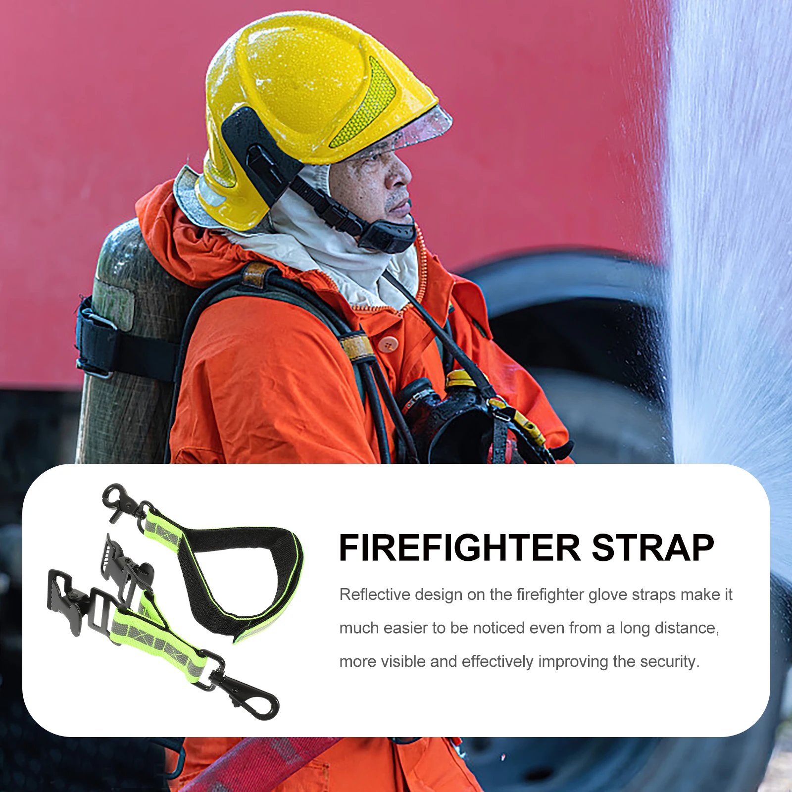 

2pcs Firefighter Glove Strap Adjustable Reflective Safety Glove Holder Clips for Construction Maintenance Durable Sturdy Use