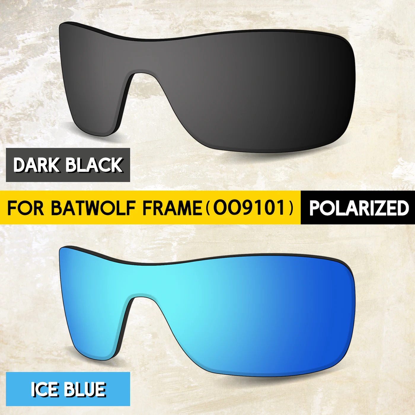 2 Pieces 100% UV Protection Replacement Lenses for Oakley Batwolf OO9101 Sunglasses Frame-Impact-Resistant and Anti-scratch