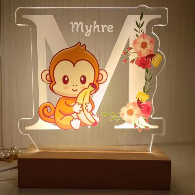 Personalized Acrylic Night Lamp Personal Baby Name Custom Cartoon Light Birthday Gift for Kids Children Home Bedroom Decoration