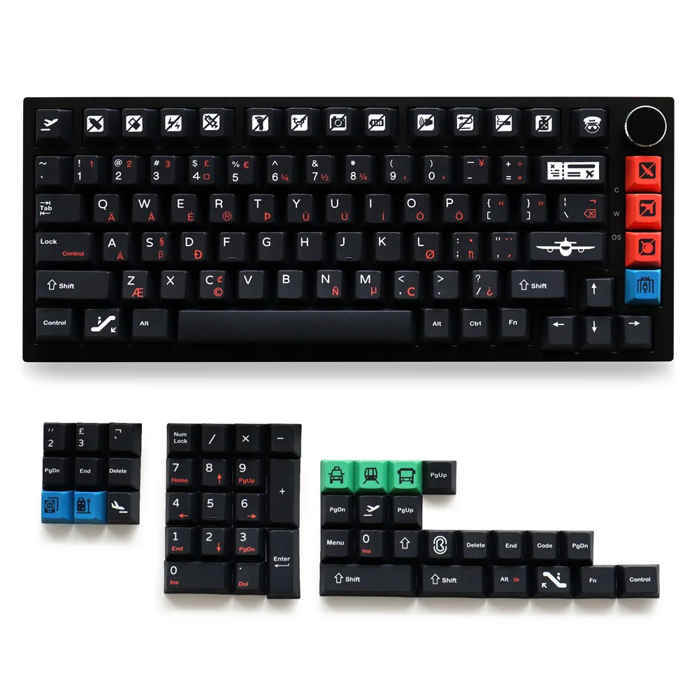 Колпачки для клавиш Dye Sub Flight, прочный PBT, гладкая текстура, 129 клавиш, колпачки с вишневым профилем для механической клавиатуры Mx Switch 61/64/104