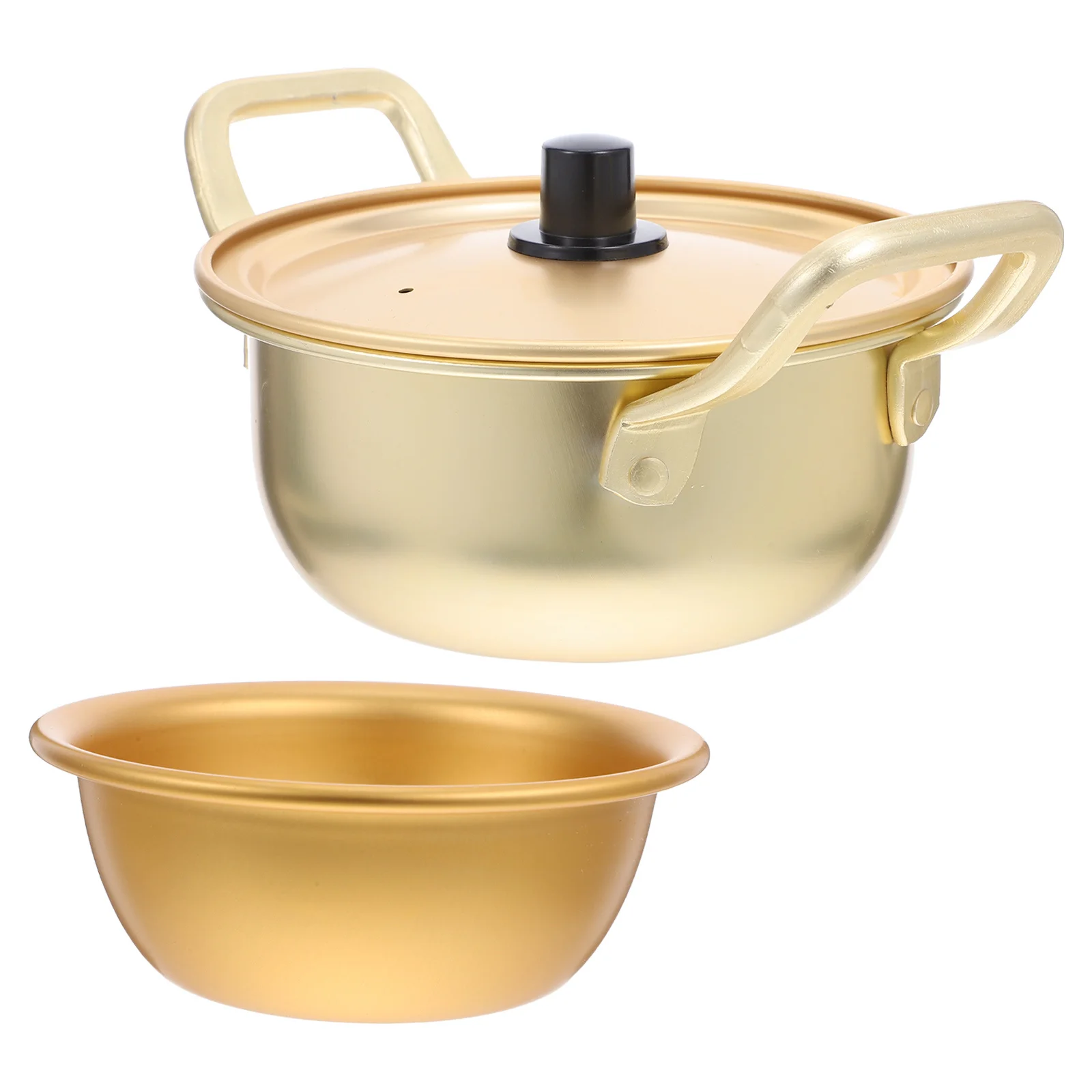 

1 Set Ramen Korean Ramen Cooking With Lid Small Bowl Double Handles Noodle Stockpot Fast Heating Instant Noodles Soup Pasta