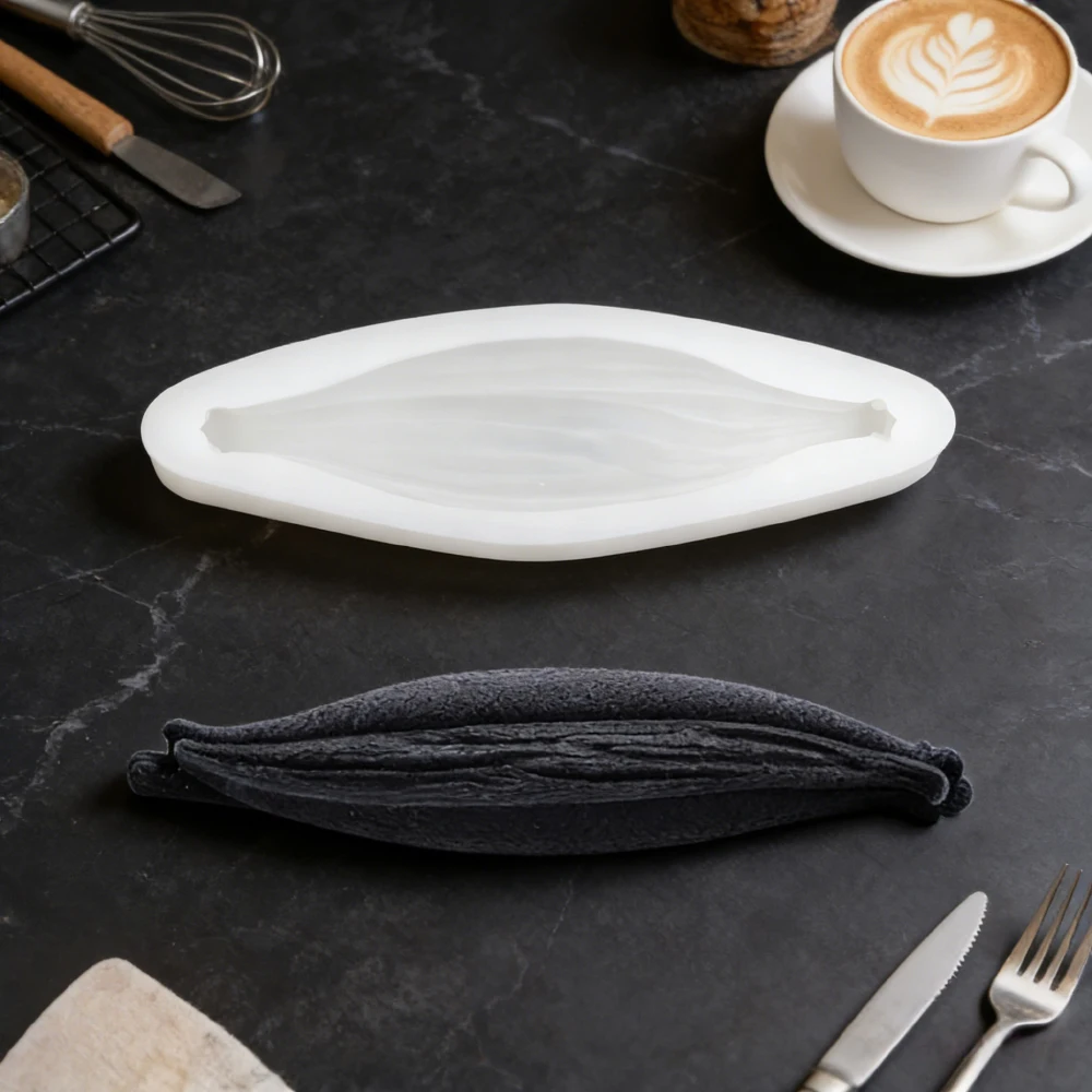 Formas de Silicone para Chocolate com Design de Vagens de Baunilha (1 ou 10 Cavidades), Formas de Silicone de Grau Alimentício para Bolos, Utensílios de Confeitaria e Utensílios de Cozinha para Assar