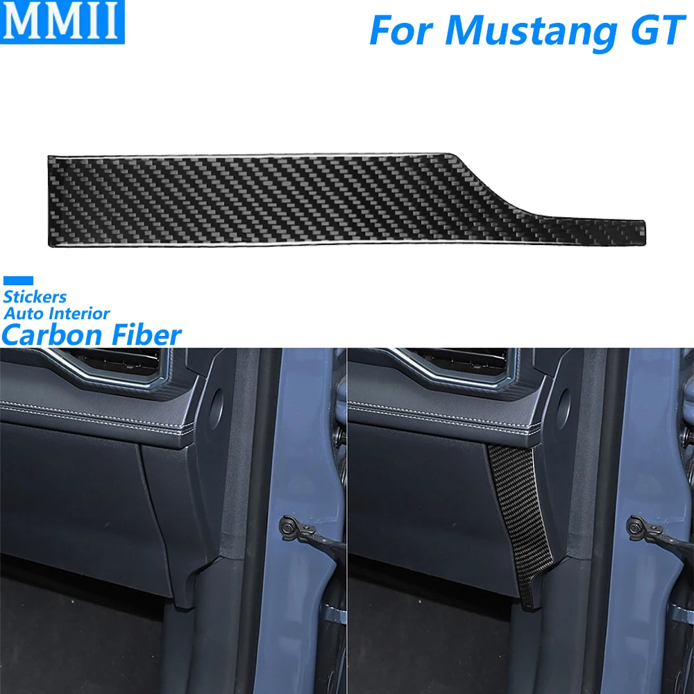 

For Ford Mustang GT 2024 2025 Carbon Fiber Co-pilot Dashboard Right Side Panel Decorative Cover Car Interior Accessories Sticker