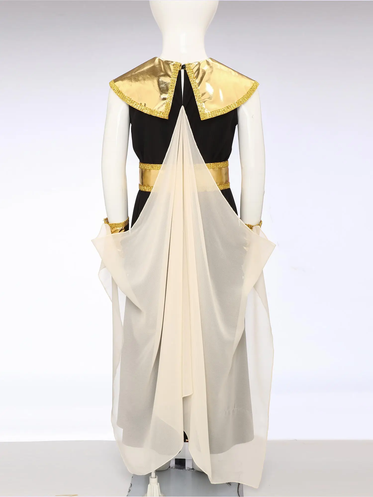 أزياء فرعون الملك الملك الملك الملك الملكة التأثيرية لحفلة الهالوين مصر القديمة كليوباترا الزي فستان معدني لامع