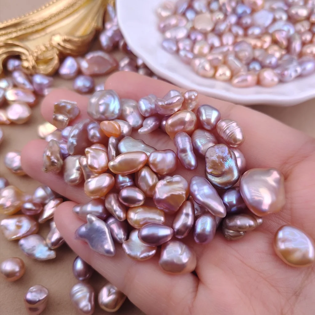 

Purple Baroque Pearl keshi natural freshwater pearl semi-finished jewelry diy