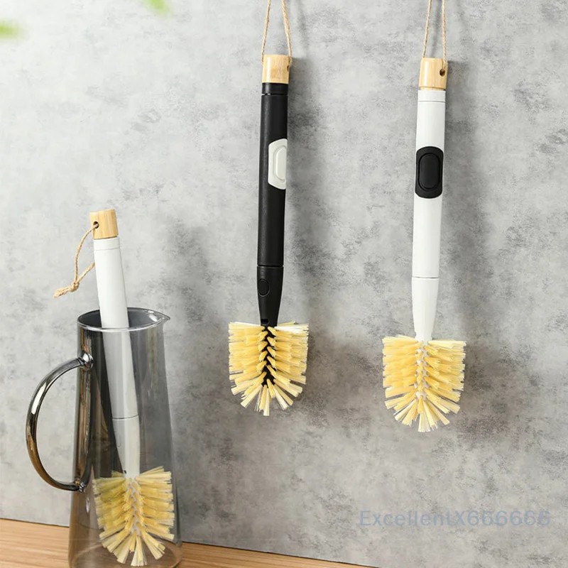 

Push-type Long-handled Cup Brush Long Handle Insulated Mug Water Bottle Cleaning Brush Removable Cup Bottle Sponge Brush