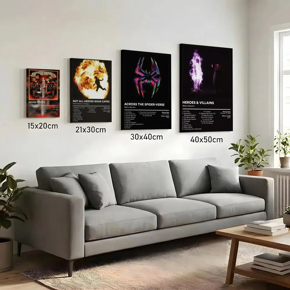 M-Metro Boomin Album Cover Rapper Painting Calligraphy HD Canvas Print Poster Wall Art | Optional Frame | Modern Hallway Decor