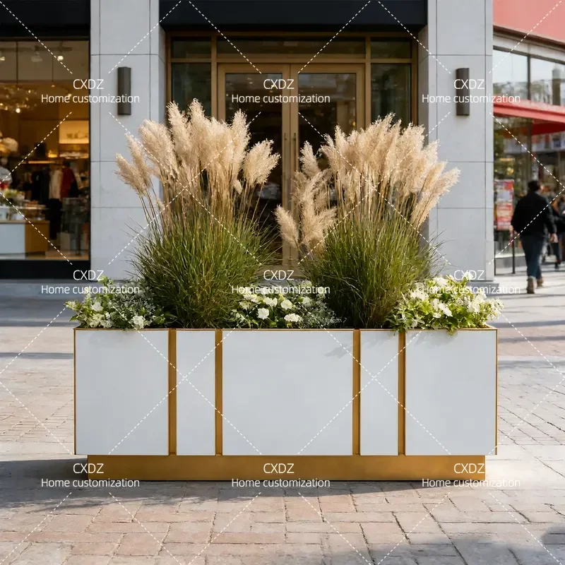 Outdoor Wrought Iron Flower Box Planter for Fence Partition Decoration Municipal Square Restaurant Cafe Mall Milk Tea Shop