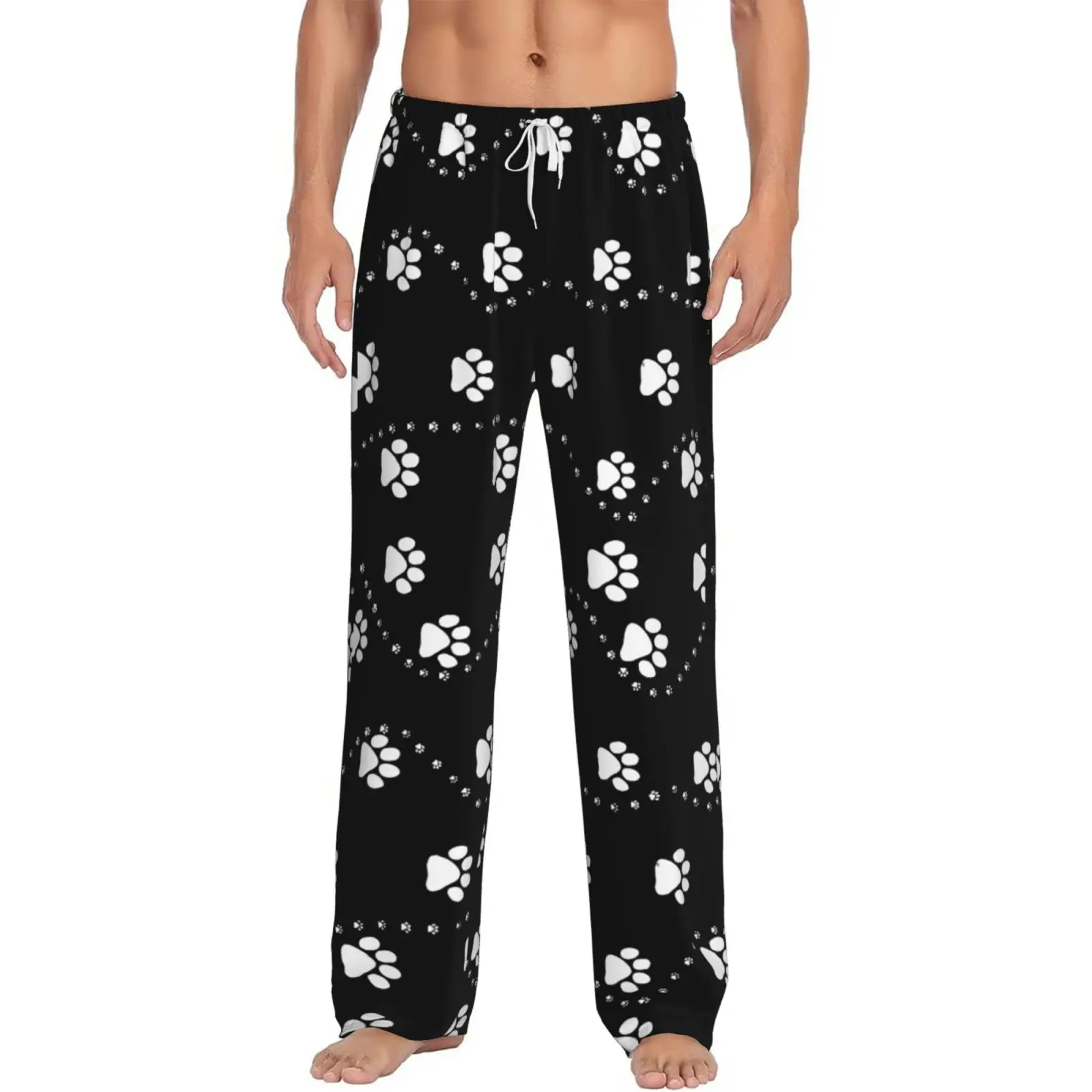 

Cute Animal Paw Print Print Sleepwear for Men with Elastic Waist Sleeping Home Pants Harajuku Style Sleepwear