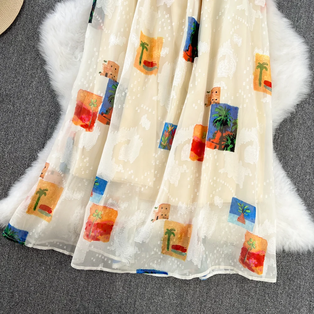 Vestidos soltos estampados halter femininos vestidos de praia à beira-mar moda vestido sem mangas