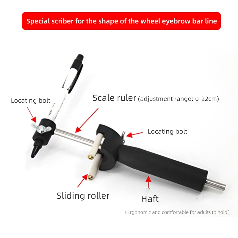 

Car wheel eyebrow marking tool sheet metal dent repair tool data restoration wheel eyebrow rib parallel drawing tool