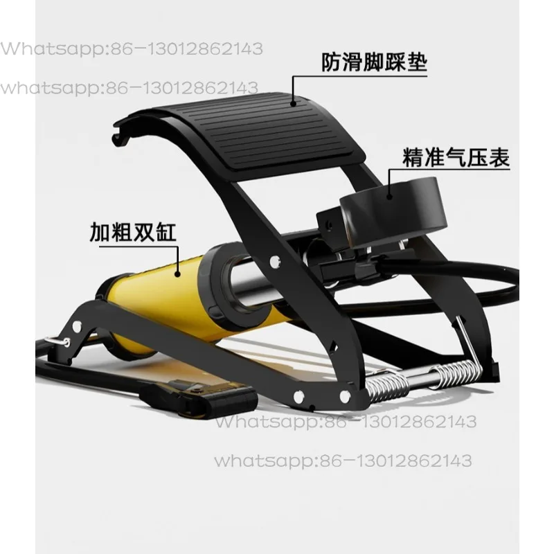 High Pressure Foot Operated Tire Inflator Pump, Portable Dual Cylinder Air Pump for Car, Electric Motorcycle & Bicycle