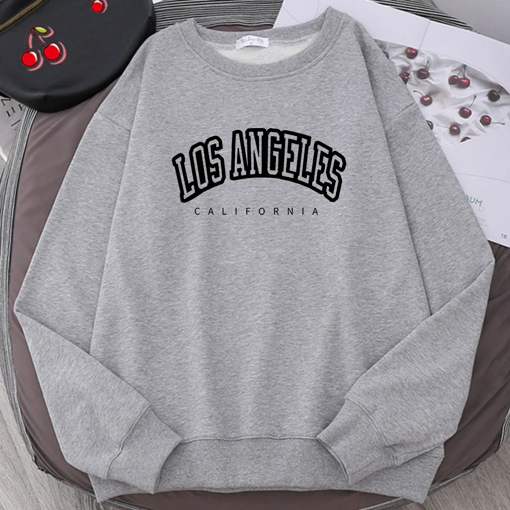 

Los Angeles California City Streetwear Sweatshirt For Women Loose Oversized Clothing Personality Soft Letter Print Hoodies Woman