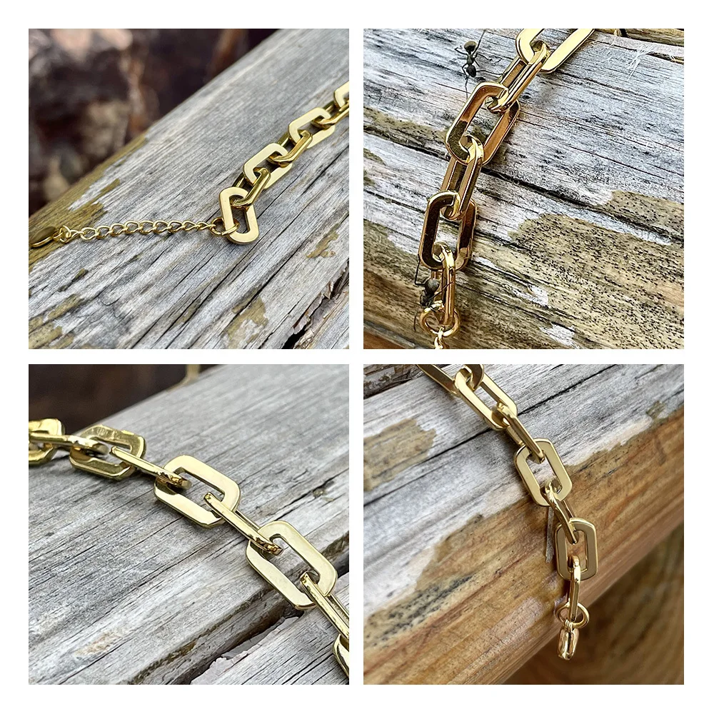 ENFASHION Goth Square Chain Bracelet For Women Gold Color Bangles Man 2020 Stainless Steel Fashion Jewelry Gift Christmas B2209