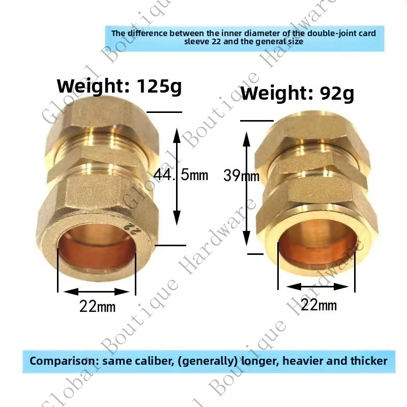 Brass Double Fitting Direct Flat Copper Tubing Double Clamp Copper Pipe Connector Supply Accessories