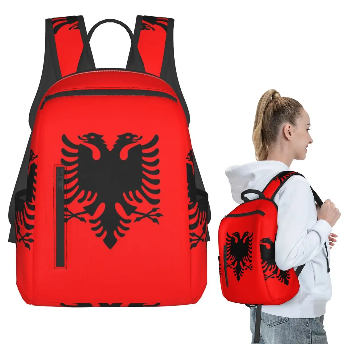 

Flag Of Albania Backpack Student BookBag Kids School Bag Laptop Shoulder Bags Boys Girls