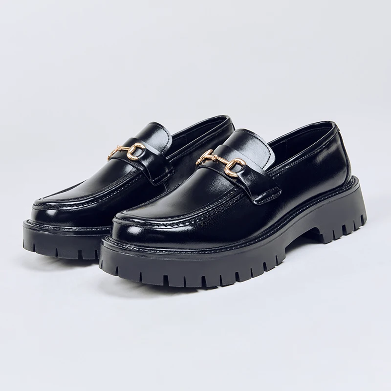 Men's Dress Leather Shoes Horse Street Buckle High Quality Men's Oxford Shoes Wedding Party Office Formal Shoe Large Size 39-46