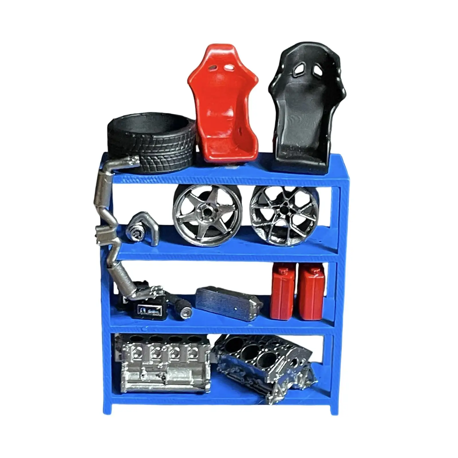 

Car Parts Racks Parts 1:64 Ornament Photography Props Miniature Wheel Engine for Kids Children Adults