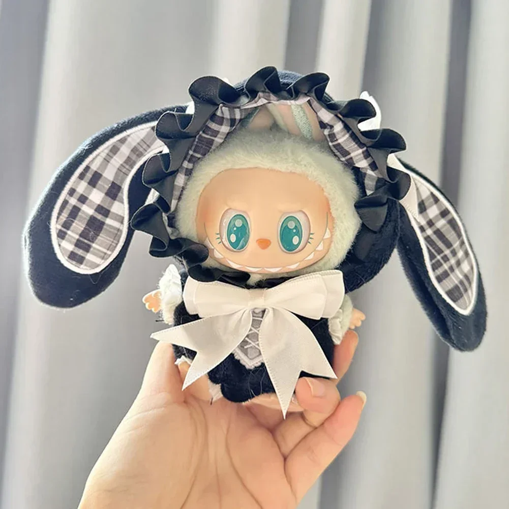 Voor 17 cm Labubu Kawaii Konijn onesie kleding hanger outfit babykleertjes leuke Schattige Poppen Decoratie Accessoires