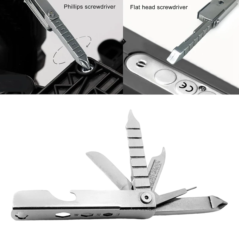 11 In 1 Multitool Slot Screwdriver Bit Bottle Opener Card Removers Outdoor Folding Multi Tool Portable Keychain