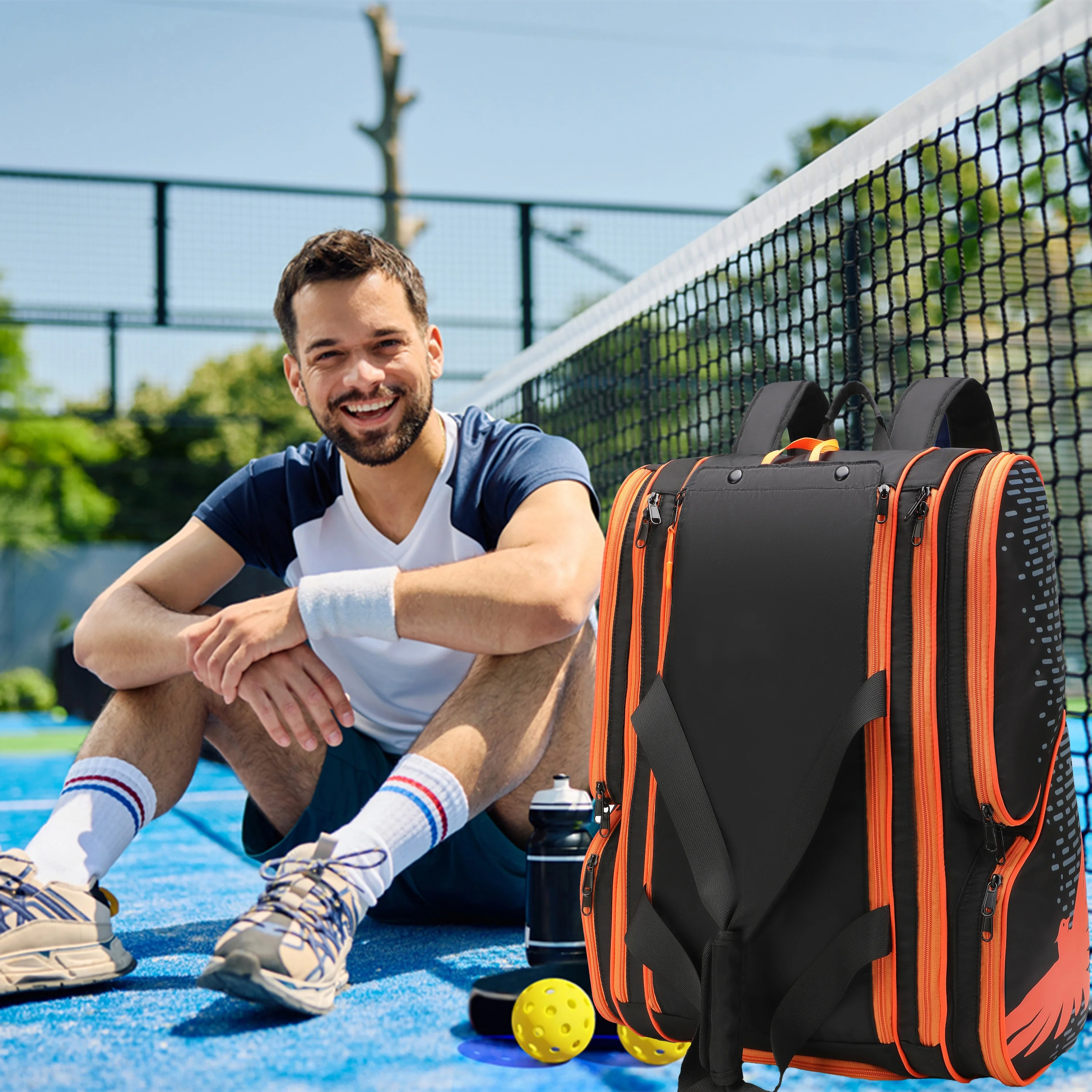 Custom Logo Nylon Portable Sport Large Capacity Waterproof Tennis Pickleball Bag Badminton Racket Padel Bag With Shoe Pocket - Image 6